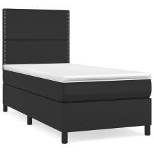 vidaXL fekete műbőr rugós ágy matraccal 90x190 cm (3142755) ágy és ágykellék