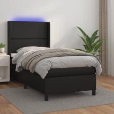 vidaXL fekete műbőr rugós ágy matraccal és LED-del 100x200 cm ágy és ágykellék