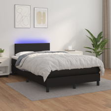 vidaXL fekete műbőr rugós ágy matraccal és LED-del 120x200 cm ágy és ágykellék
