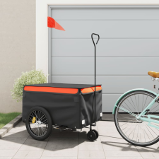 vidaXL fekete-narancssárga vas kerékpár utánfutó 45 kg kerékpár utánfutó