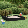 vidaXL fekete négyszögű tömör fenyőfa homokozó ülésekkel
