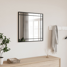 vidaXL fekete négyzet alakú vas fali tükör 60 x 60 cm bútor