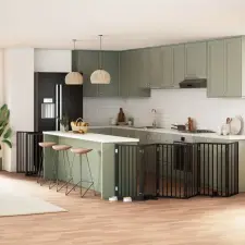 vidaXL fekete nyárfa 15 paneles összecsukható kutyakapu ajtóval 750 cm szállítóbox, fekhely kutyáknak