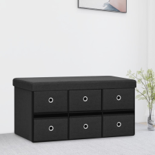vidaXL fekete összecsukható művászon tárolópad 76 x 38 x 38 cm bútor