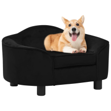 vidaXL fekete plüss kutyakanapé 67 x 47 x 36 cm szállítóbox, fekhely kutyáknak