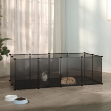 vidaXL fekete polipropilén és acél kisállatketrec 144 x 74 x 46,5 cm ketrec, szállítóbox rágcsálóknak