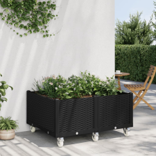 vidaXL fekete polipropilén rácsos kerekes ültetőláda 100 x 80 x 54 cm kerti tárolás