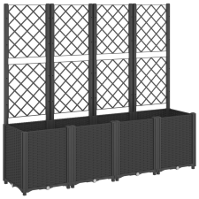vidaXL fekete polipropilén rácsos kerti ültetőláda 160 x 40 x 140 cm (367873) kerti tárolás