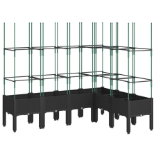 vidaXL fekete polipropilén rácsos kerti ültetőláda 160x120x142,5 cm (367968) kerti tárolás