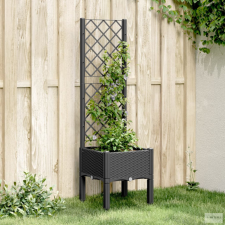 vidaXL Fekete polipropilén rácsos kerti ültetőláda 40 x 40 x 142 cm kerti tárolás