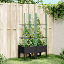 vidaXL fekete polipropilén rácsos kerti ültetőláda 80 x 40 x 142,5 cm kerti tárolás