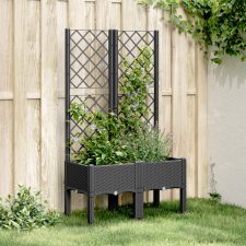 vidaXL fekete polipropilén rácsos kerti ültetőláda 80 x 40 x 142 cm kerti tárolás