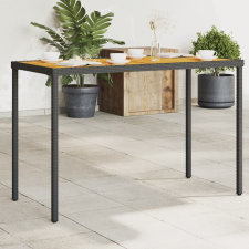 vidaXL fekete polyrattan akácfa lapos kerti asztal 115x54x74 cm kerti bútor