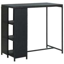 vidaXL Fekete polyrattan bárasztal tárolópolccal 120 x 60 x 110 cm bútor