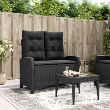 vidaXL fekete polyrattan dönthető kerti pad párnával kerti bútor