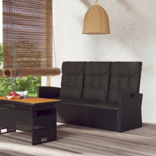 vidaXL fekete polyrattan dönthető kerti pad párnával 173 cm kerti bútor