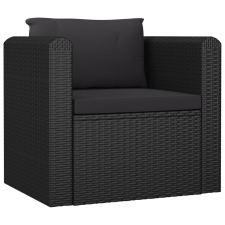 vidaXL fekete polyrattan egyszemélyes kanapé párnákkal kerti bútor