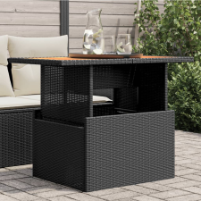 vidaXL fekete polyrattan és akácfa kerti asztal 100 x 55 x 73 cm kerti bútor