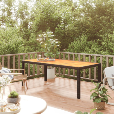vidaXL fekete polyrattan és akácfa kerti asztal 190 x 90 x 75 cm kerti bútor