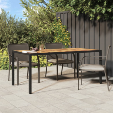 vidaXL fekete polyrattan és akácfa kerti asztal 190 x 90 x 75 cm kerti bútor