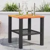 vidaXL fekete polyrattan és akácfa kerti asztal 40 x 40 x 42 cm
