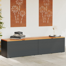 vidaXL fekete polyrattan és akácfa kerti tárolóláda 220 x 50 x 54 cm kerti tárolás