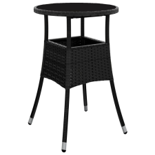 vidaXL fekete polyrattan és edzett üveg kerti asztal Ø60 x 75 cm (310598) kerti bútor
