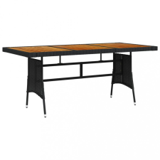 vidaXL fekete polyrattan és tömör akácfa kerti asztal 160 x 70 x 72 cm kerti bútor