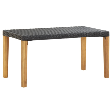vidaXL fekete polyrattan és tömör akácfa kerti pad 120 cm kerti bútor