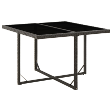 vidaXL fekete polyrattan és üveg kerti asztal 109 x 107 x 74 cm kerti bútor
