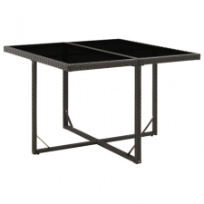 vidaXL Fekete polyrattan és üveg kerti asztal 109 x 107 x 74 cm kerti bútor