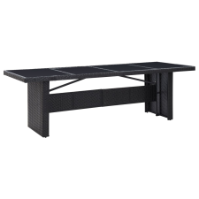 vidaXL fekete polyrattan és üveg kerti asztal 240 x 90 x 74 cm kerti bútor