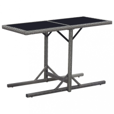 vidaXL Fekete polyrattan és üveglapos kerti asztal 110 x 53 x 72 cm kerti bútor