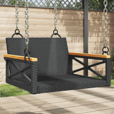 vidaXL fekete polyrattan hintapad 63 x 62 x 40 cm hintaágy