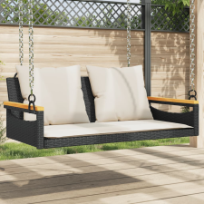 vidaXL fekete polyrattan hintapad párnákkal 109 x 62 x 40 cm hintaágy