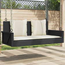 vidaXL Fekete polyrattan hintapad párnával 119 x 56 x 48 cm hintaágy