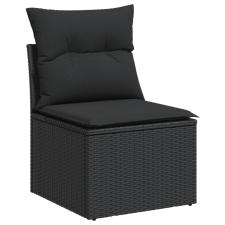 vidaXL fekete polyrattan karfa nélküli kerti kanapé párnával (365984) kerti bútor