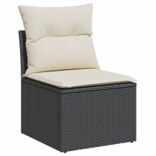 vidaXL fekete polyrattan karfa nélküli kerti kanapé párnával (365996) kerti bútor