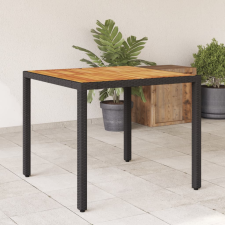 vidaXL fekete polyrattan kerti asztal akácfa lappal 90 x 90 x 75 cm kerti bútor