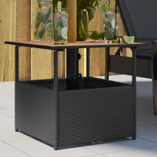 vidaXL fekete polyrattan kerti asztal napernyőlyukkal 55x55x46,5 cm kerti bútor