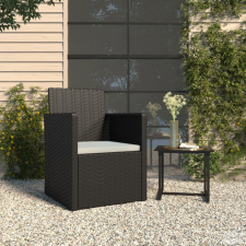 vidaXL fekete polyrattan kerti fotel párnával kerti bútor