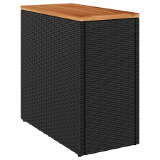 vidaXL fekete polyrattan kerti kisasztal fa asztallappal 58x27,5x55 cm (365983) kerti bútor