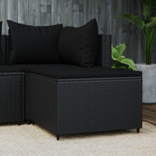 vidaXL fekete polyrattan kerti lábtartó párnával kerti bútor