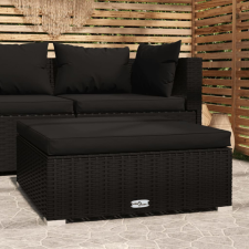 vidaXL fekete polyrattan kerti lábtartó párnával 70 x 70 x 30 cm kerti bútor
