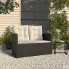 vidaXL Fekete polyrattan kerti pad párnákkal 105 cm