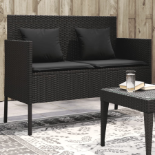 vidaXL fekete polyrattan kerti pad párnával kerti bútor