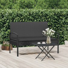 vidaXL fekete polyrattan kerti pad párnával 105 cm kerti bútor