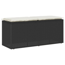 vidaXL fekete polyrattan kerti pad párnával 110x40x44 cm kerti bútor