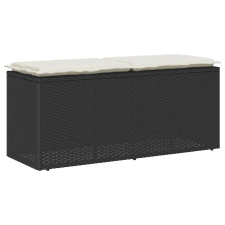 vidaXL fekete polyrattan kerti pad párnával 110x40x44 cm kerti bútor