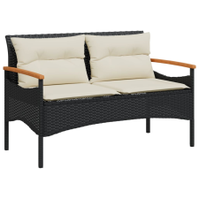 vidaXL fekete polyrattan kerti pad párnával 116 x 62,5 x 74 (368401) kerti bútor